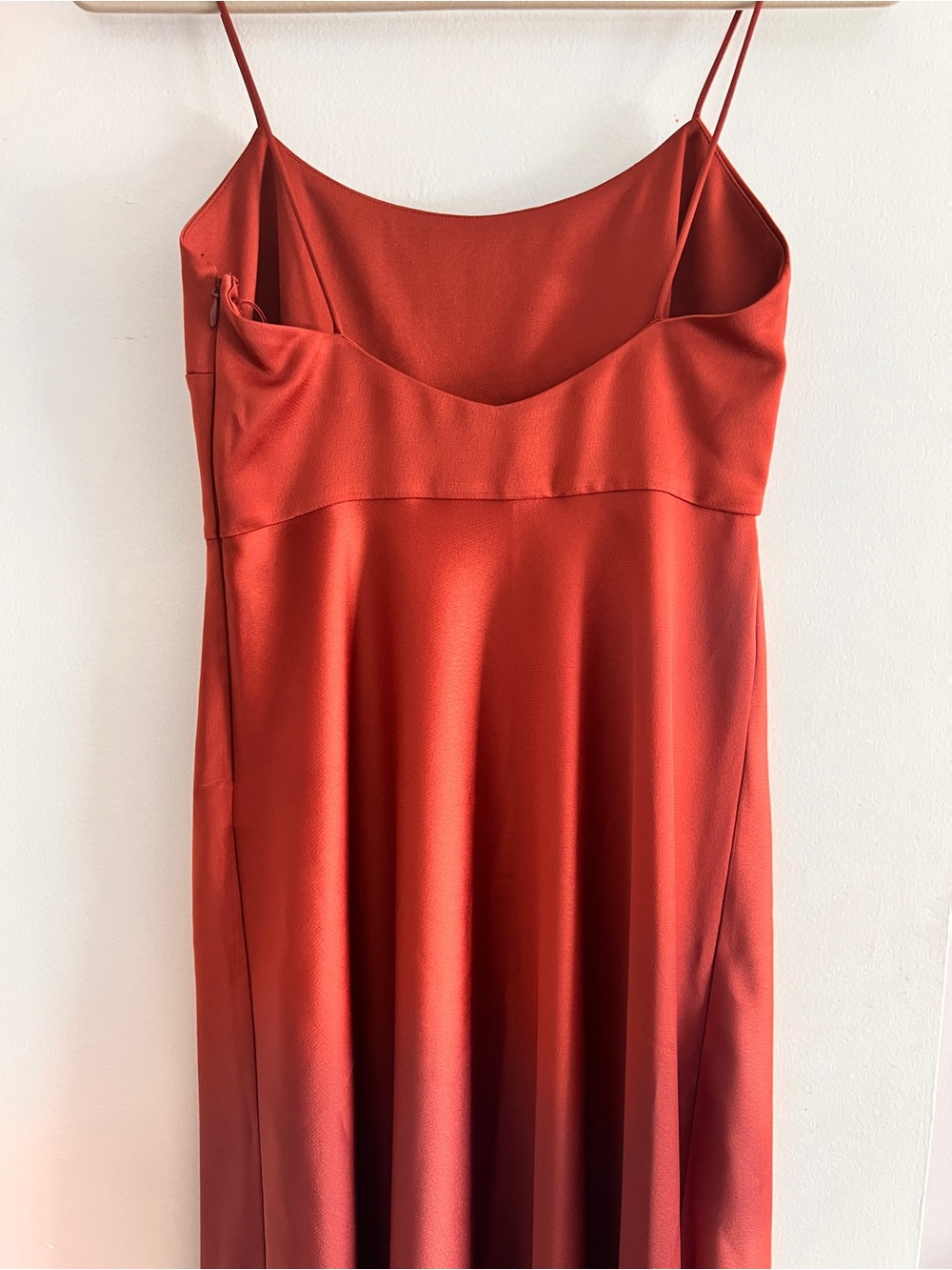 BHLDN Rust-Orange Satin Midi Slip Dress - Picture 5 of 8